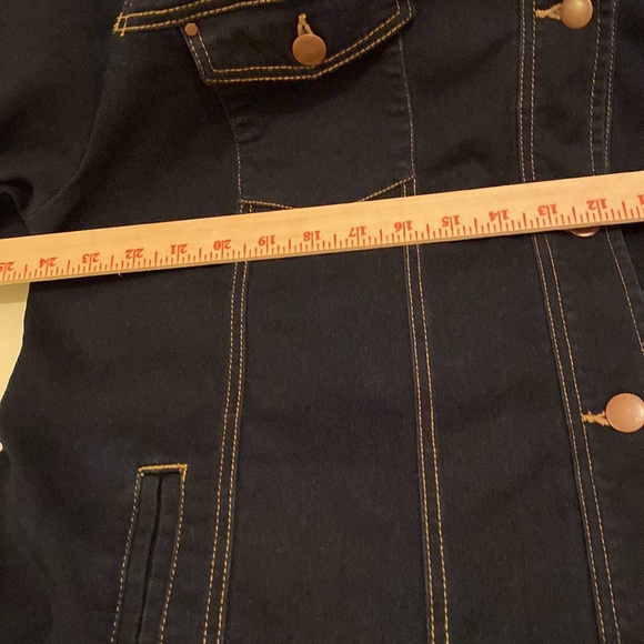 UllaPopken Dark Denim Jacket Stretch Fabric Button Front/Sleeves Size 16/18 NWOT - Picture 5 of 6